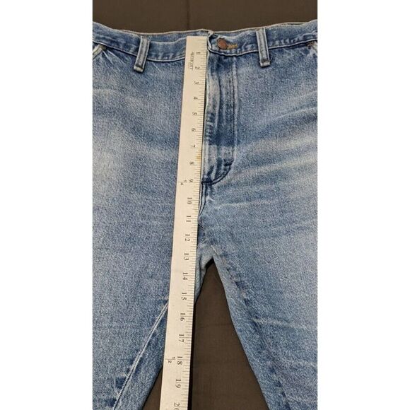 Rustler Mens 1970s Boot Cut Blue Jeans Medium Wash Denim Cotton USA 42x30 West - Picture 13 of 13